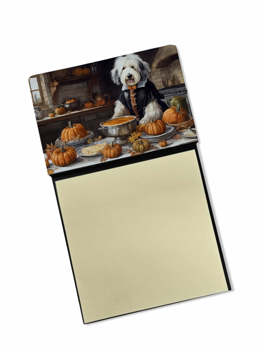 DAC1798SN 5.25 x 3.25 in. Old English Sheepdog Fall Kitchen Pumpkins Sticky Note Holder