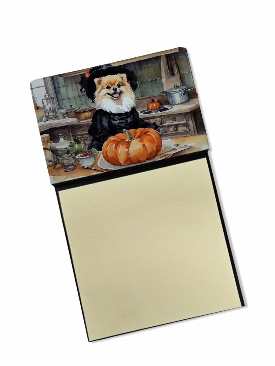 DAC1799SN 5.25 x 3.25 in. Pomeranian Fall Kitchen Pumpkins Sticky Note Holder