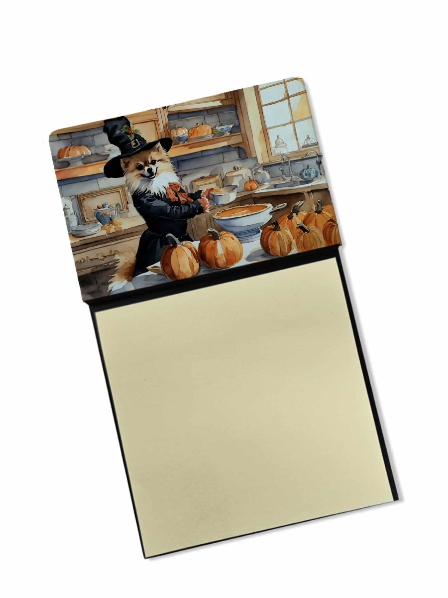 DAC1800SN 5.25 x 3.25 in. Pomeranian Fall Kitchen Pumpkins Sticky Note Holder