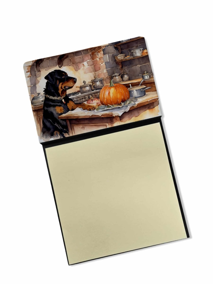 DAC1805SN 5.25 x 3.25 in. Rottweiler Fall Kitchen Pumpkins Sticky Note Holder
