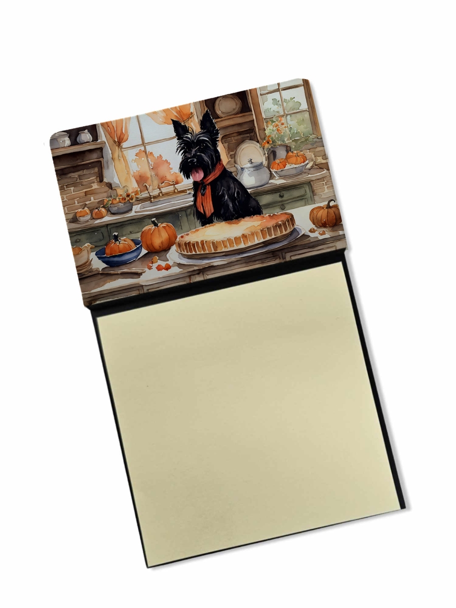 DAC1810SN 5.25 x 3.25 in. Scottish Terrier Fall Kitchen Pumpkins Sticky Note Holder