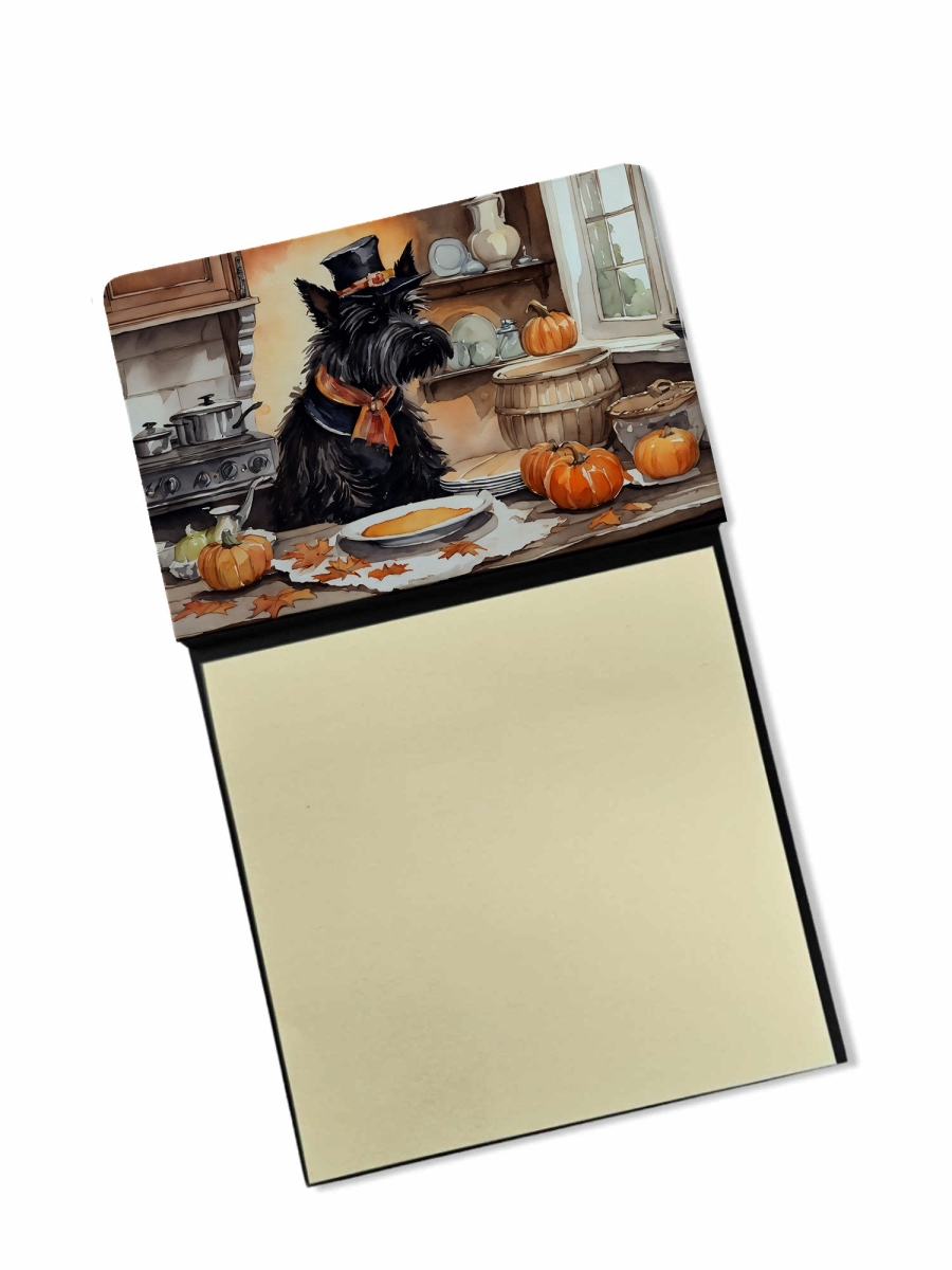 DAC1811SN 5.25 x 3.25 in. Scottish Terrier Fall Kitchen Pumpkins Sticky Note Holder