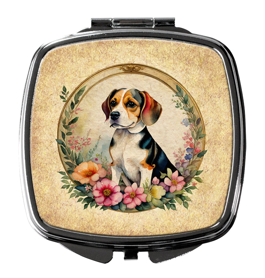 DAC2087SCM 3 x 2.75 in. Beagle & Flowers Compact Mirror