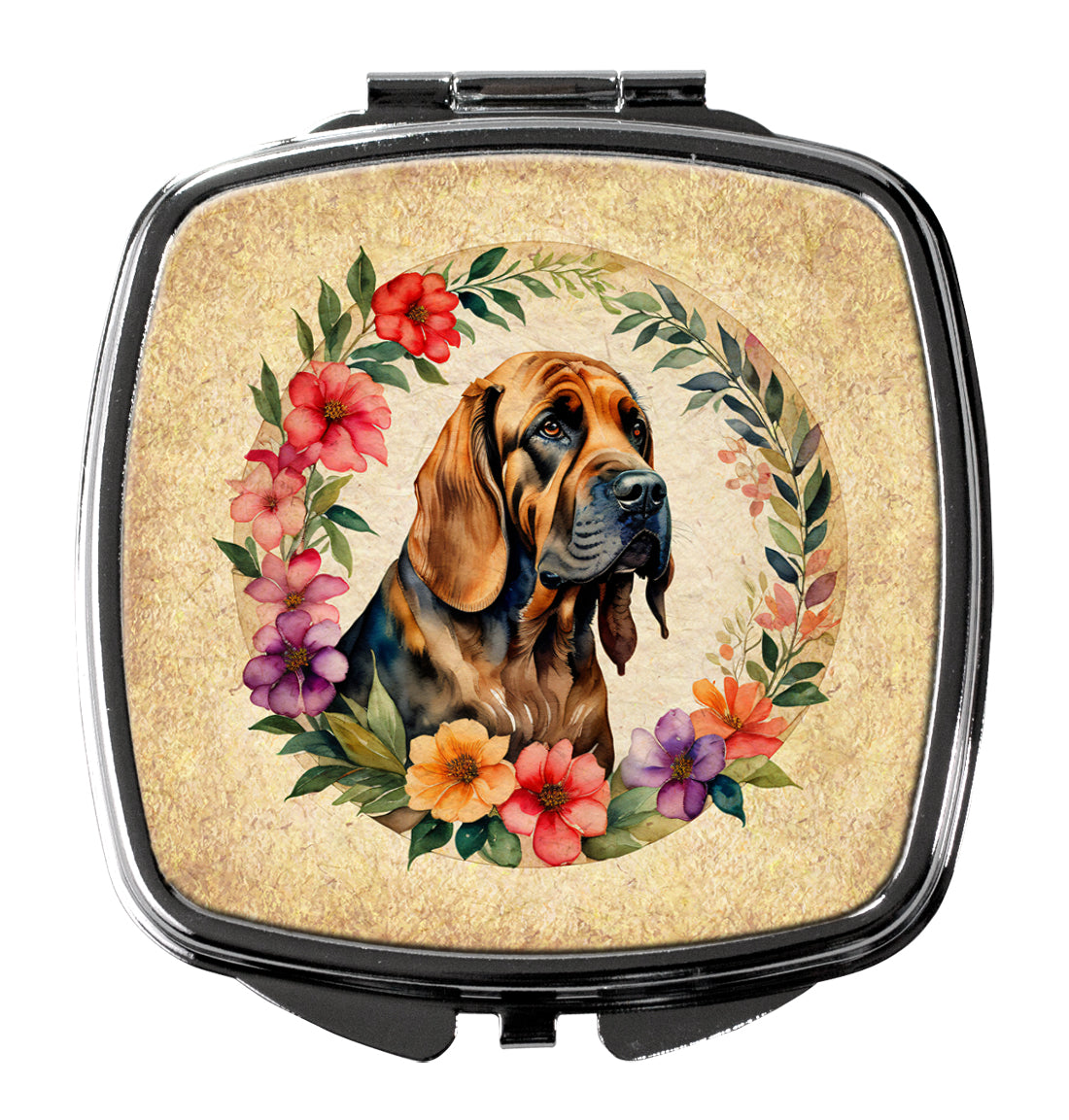 DAC2097SCM 3 x 2.75 in. Bloodhound & Flowers Compact Mirror