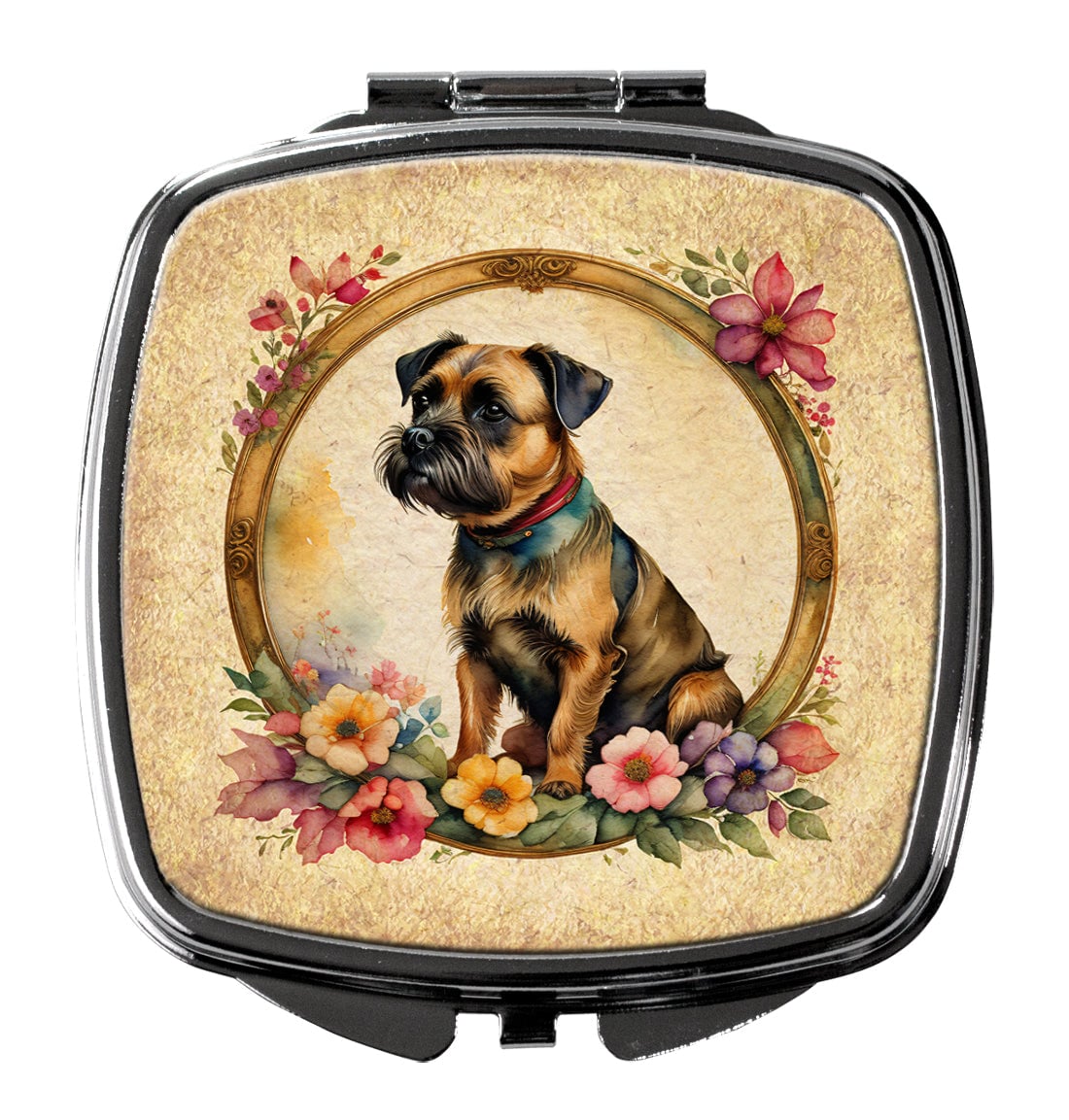 3 x 2.75 in. Border Terrier & Flowers Compact Mirror