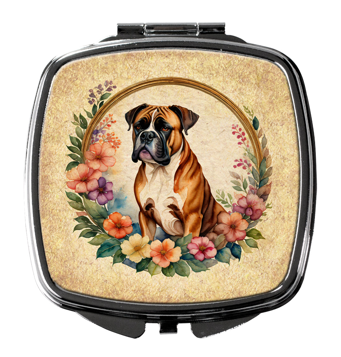 3 x 2.75 in. Boxer & Flowers Compact Mirror