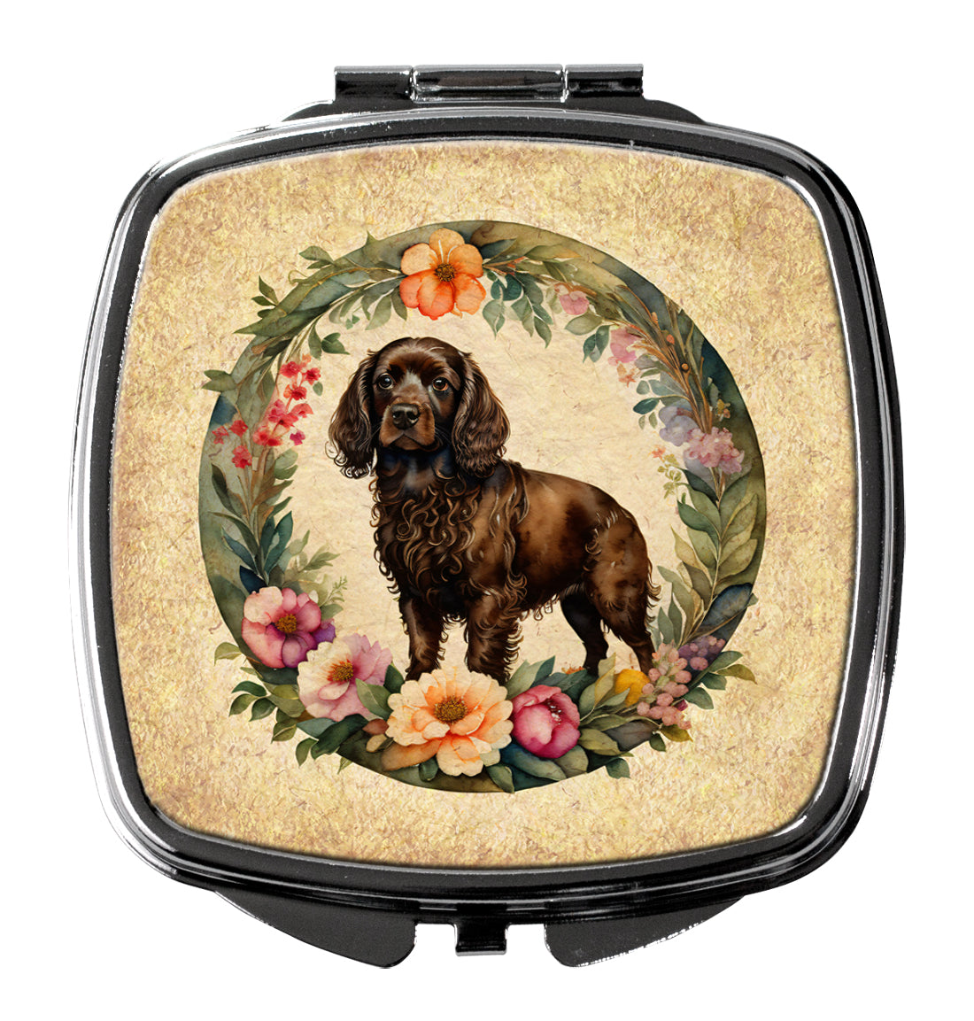 DAC2103SCM 3 x 2.75 in. Boykin Spaniel & Flowers Compact Mirror