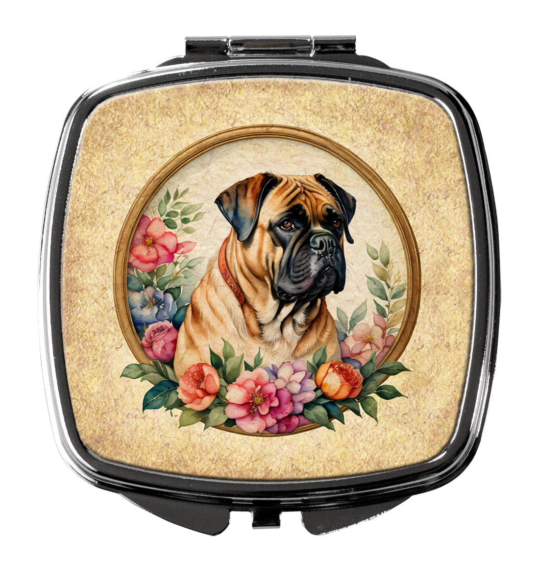 DAC2110SCM 3 x 2.75 in. Bullmastiff & Flowers Compact Mirror