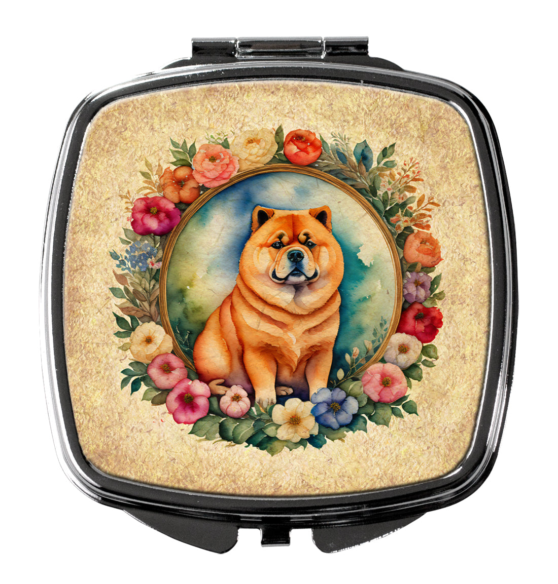 DAC2120SCM 3 x 2.75 in. Chow Chow & Flowers Compact Mirror