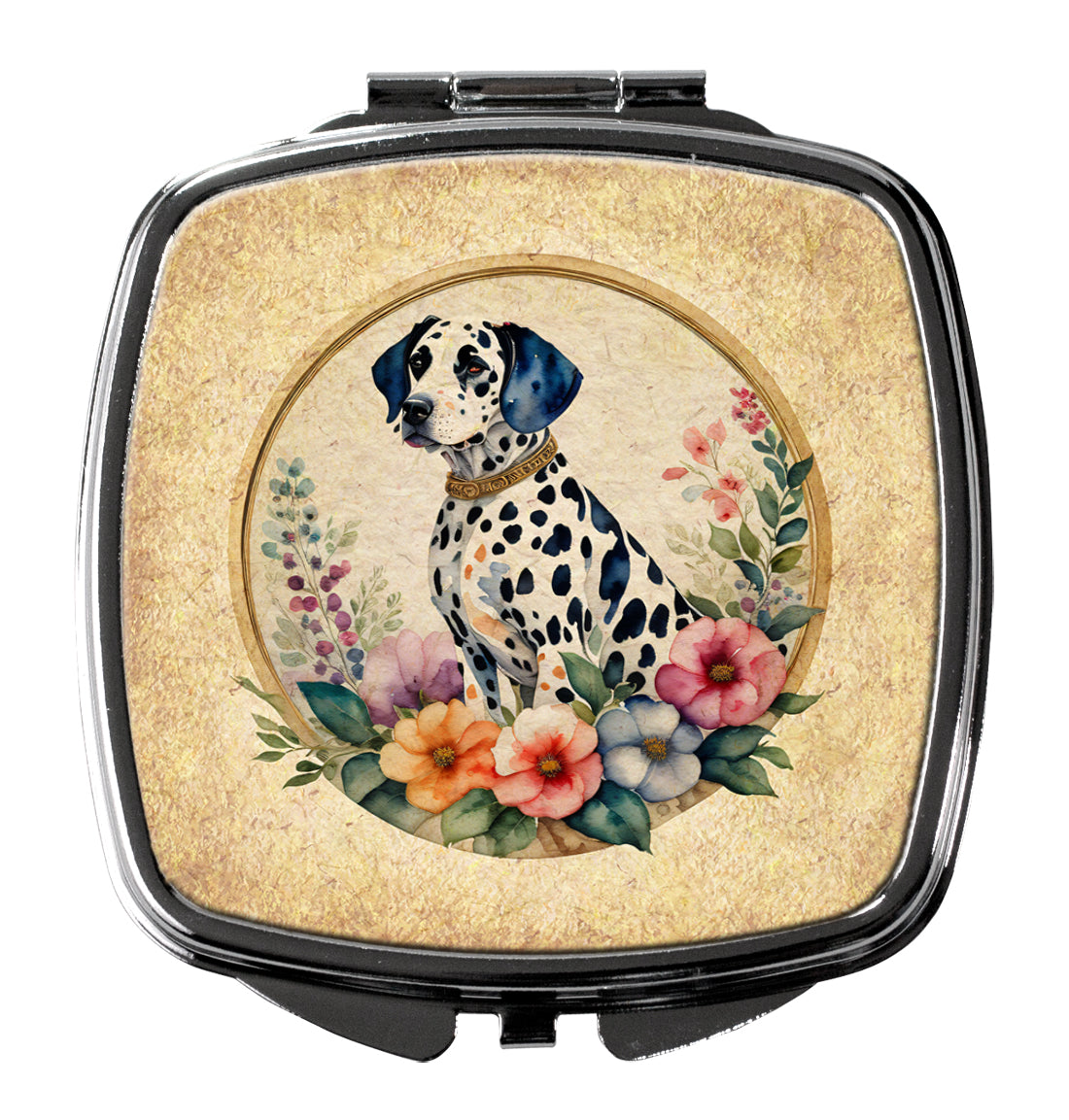 DAC2127SCM 3 x 2.75 in. Dalmatian & Flowers Compact Mirror