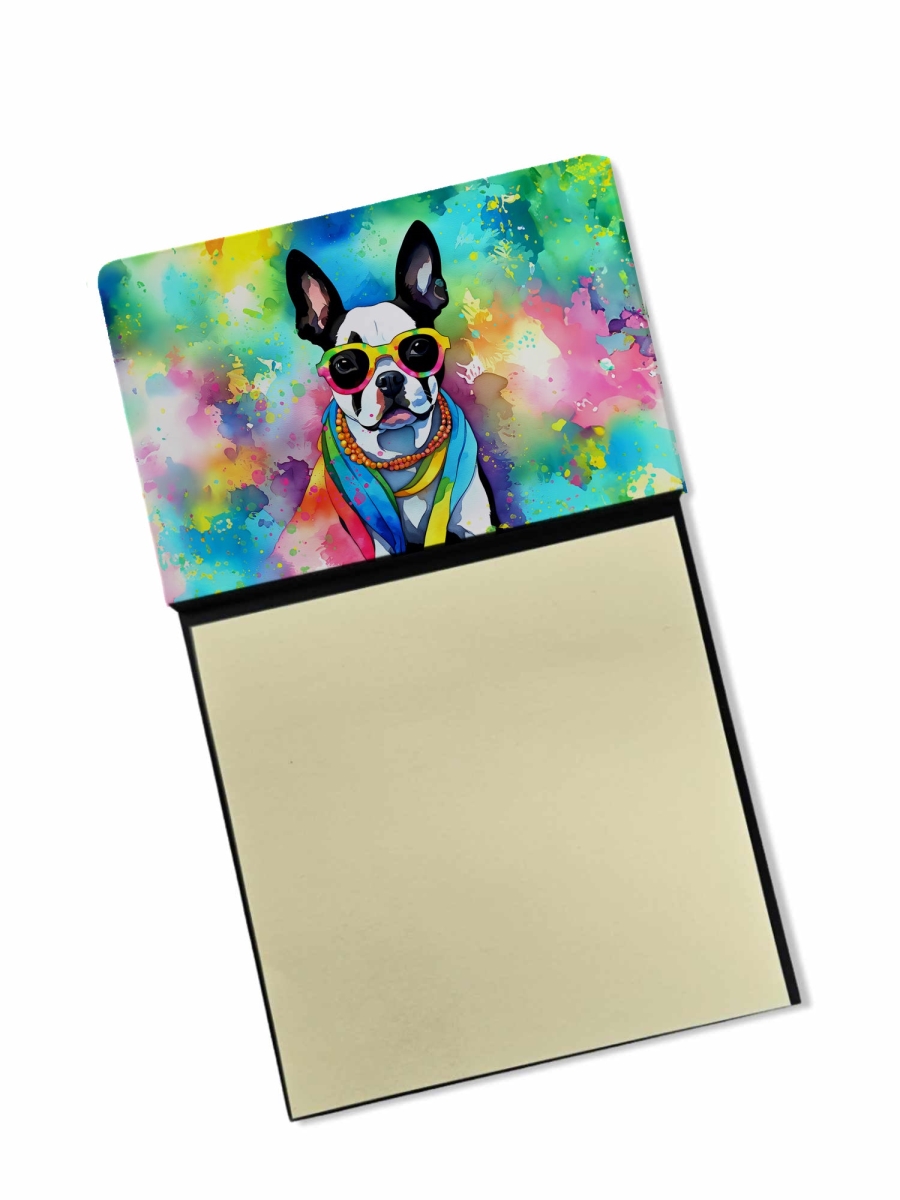 DAC2469SN 5.25 x 3.25 in. Boston Terrier Hippie Dawg Sticky Note Holder