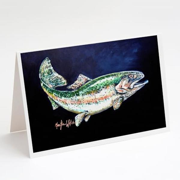 MW1213GCA7P 5 x 7 in. Deep Blue Rainbow Trout Greeting Cards - Pack of 8