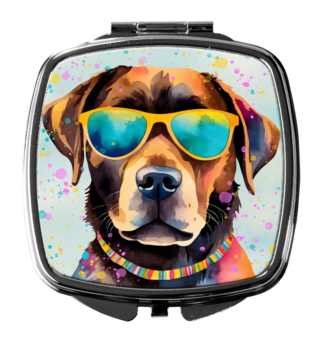 DAC2523SCM 3 x 2.75 in. Chocolate Labrador Hippie Dawg Compact Mirror
