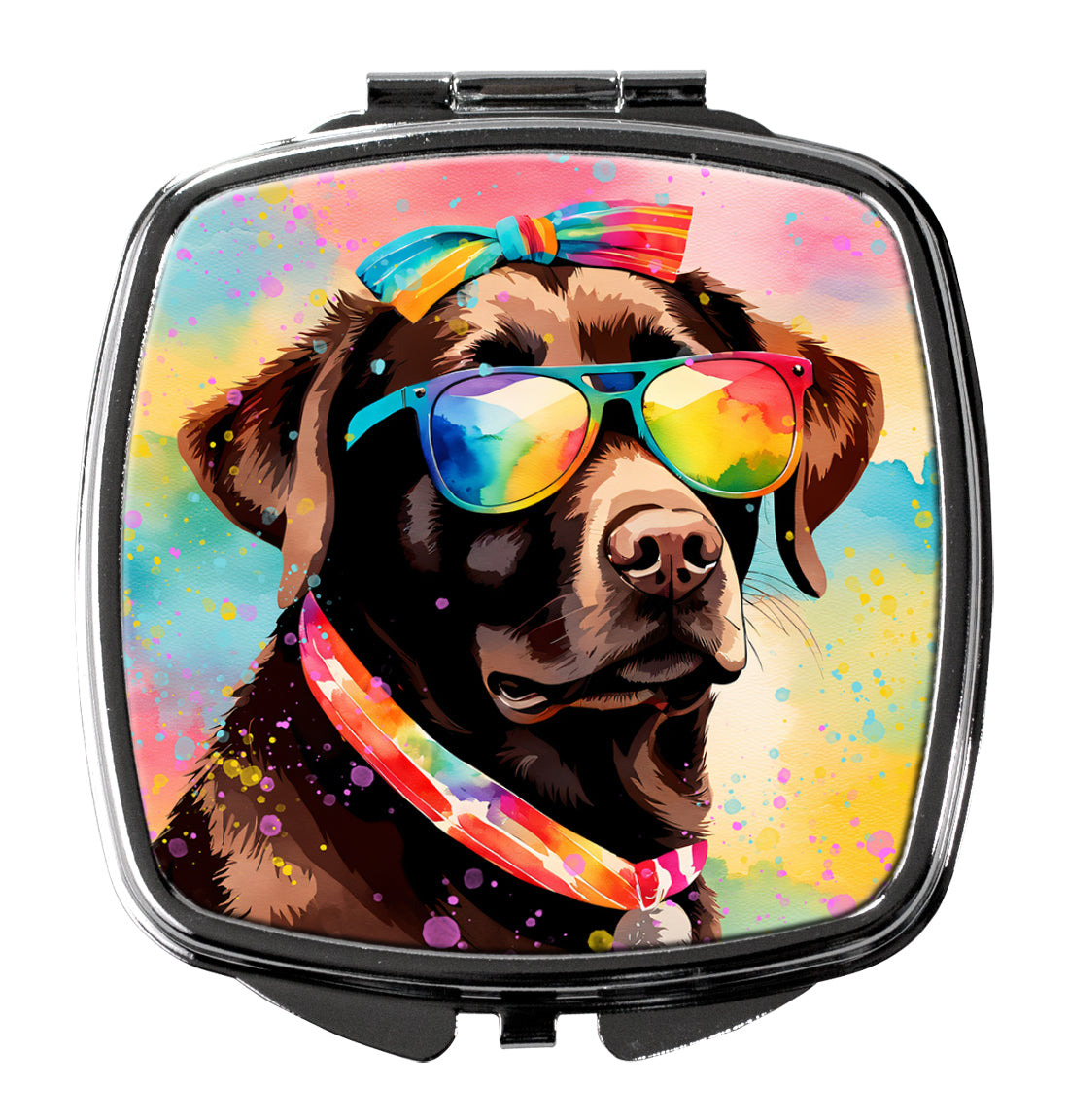 DAC2524SCM 3 x 2.75 in. Chocolate Labrador Hippie Dawg Compact Mirror