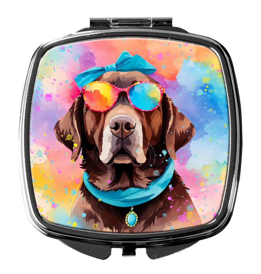 3 x 2.75 in. Chocolate Labrador Hippie Dawg Compact Mirror