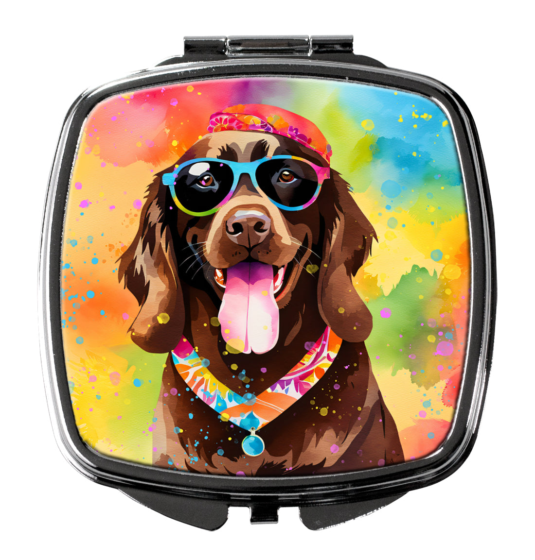 3 x 2.75 in. Chocolate Labrador Hippie Dawg Compact Mirror
