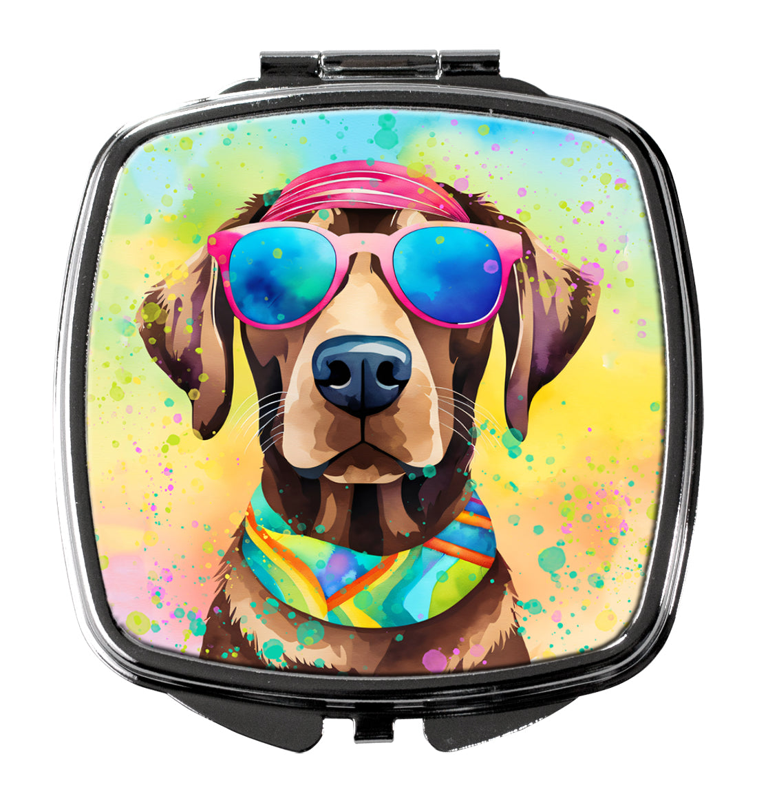DAC2527SCM 3 x 2.75 in. Chocolate Labrador Hippie Dawg Compact Mirror