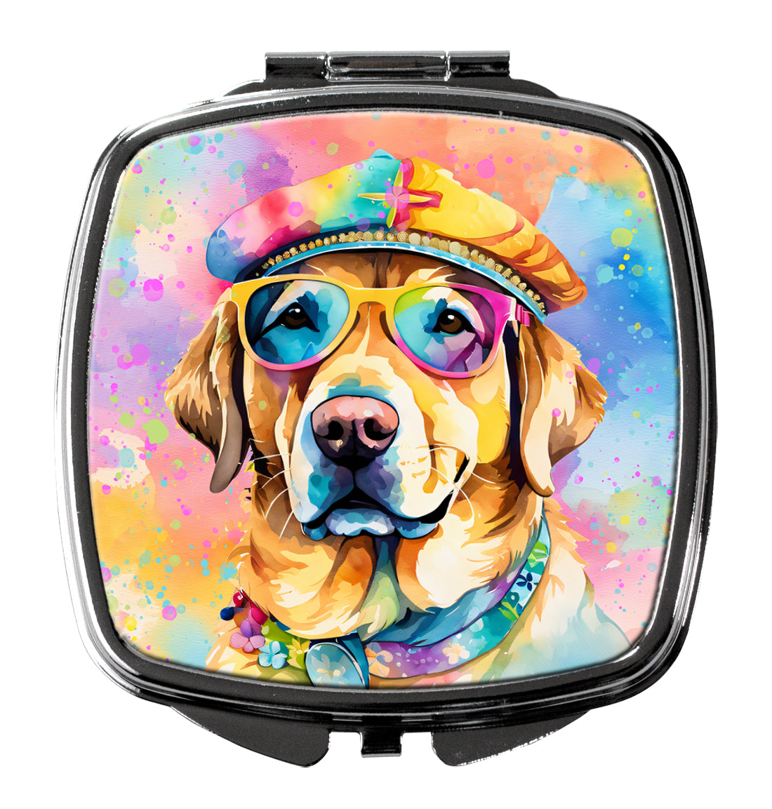 DAC2528SCM 3 x 2.75 in. Yellow Labrador Hippie Dawg Compact Mirror