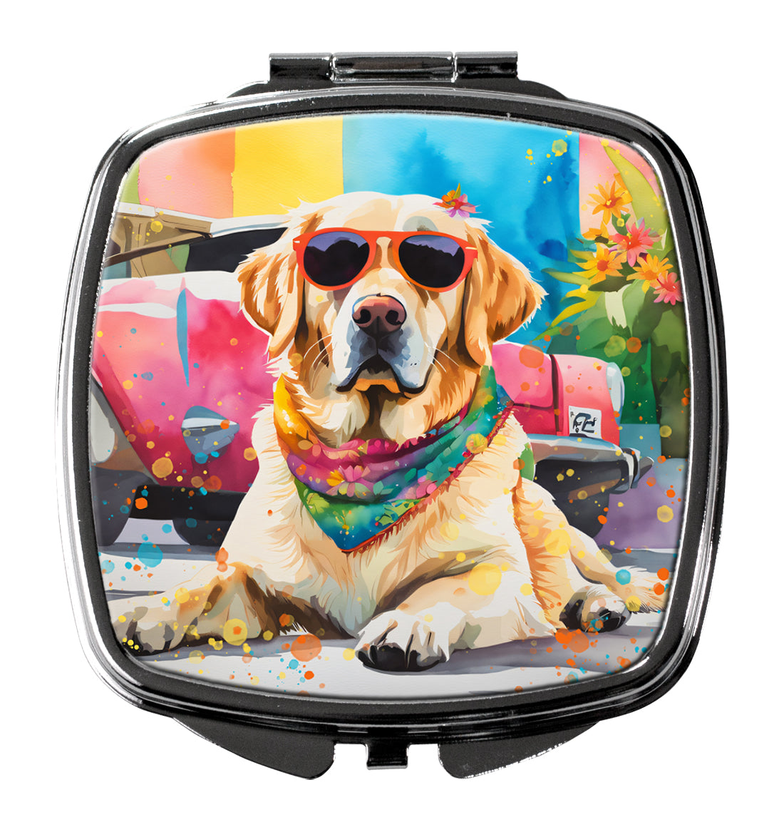 DAC2530SCM 3 x 2.75 in. Yellow Labrador Hippie Dawg Compact Mirror