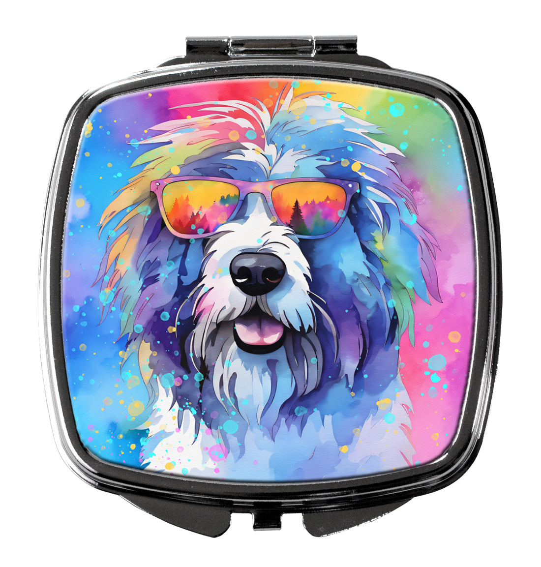 DAC2534SCM 3 x 2.75 in. Old English Sheepdog Hippie Dawg Compact Mirror