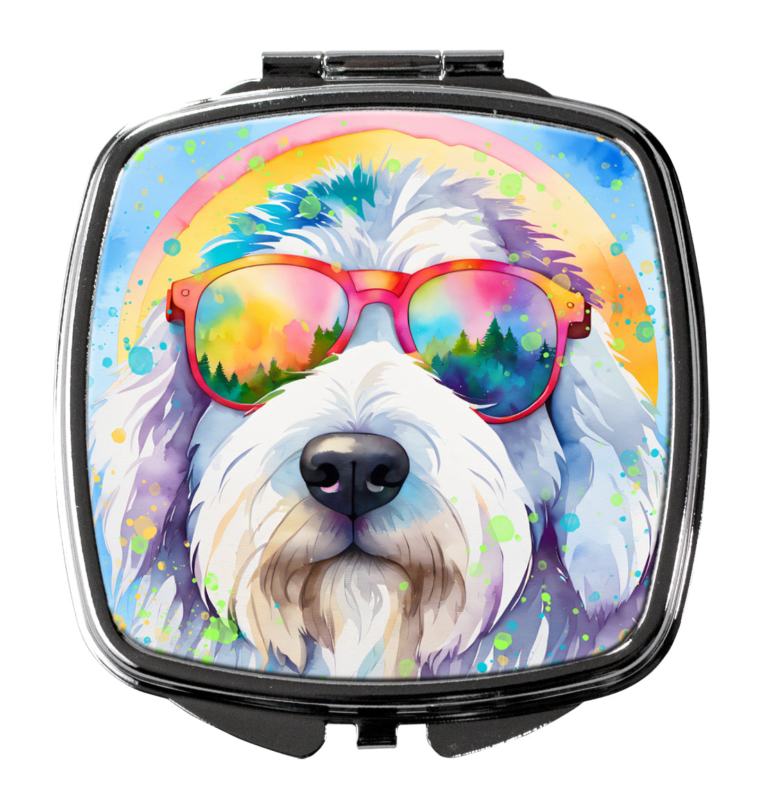 3 x 2.75 in. Old English Sheepdog Hippie Dawg Compact Mirror