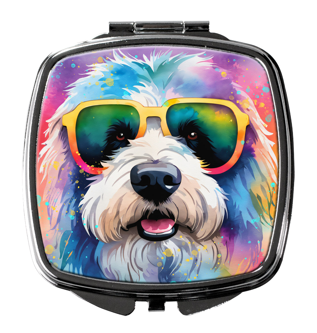 DAC2536SCM 3 x 2.75 in. Old English Sheepdog Hippie Dawg Compact Mirror