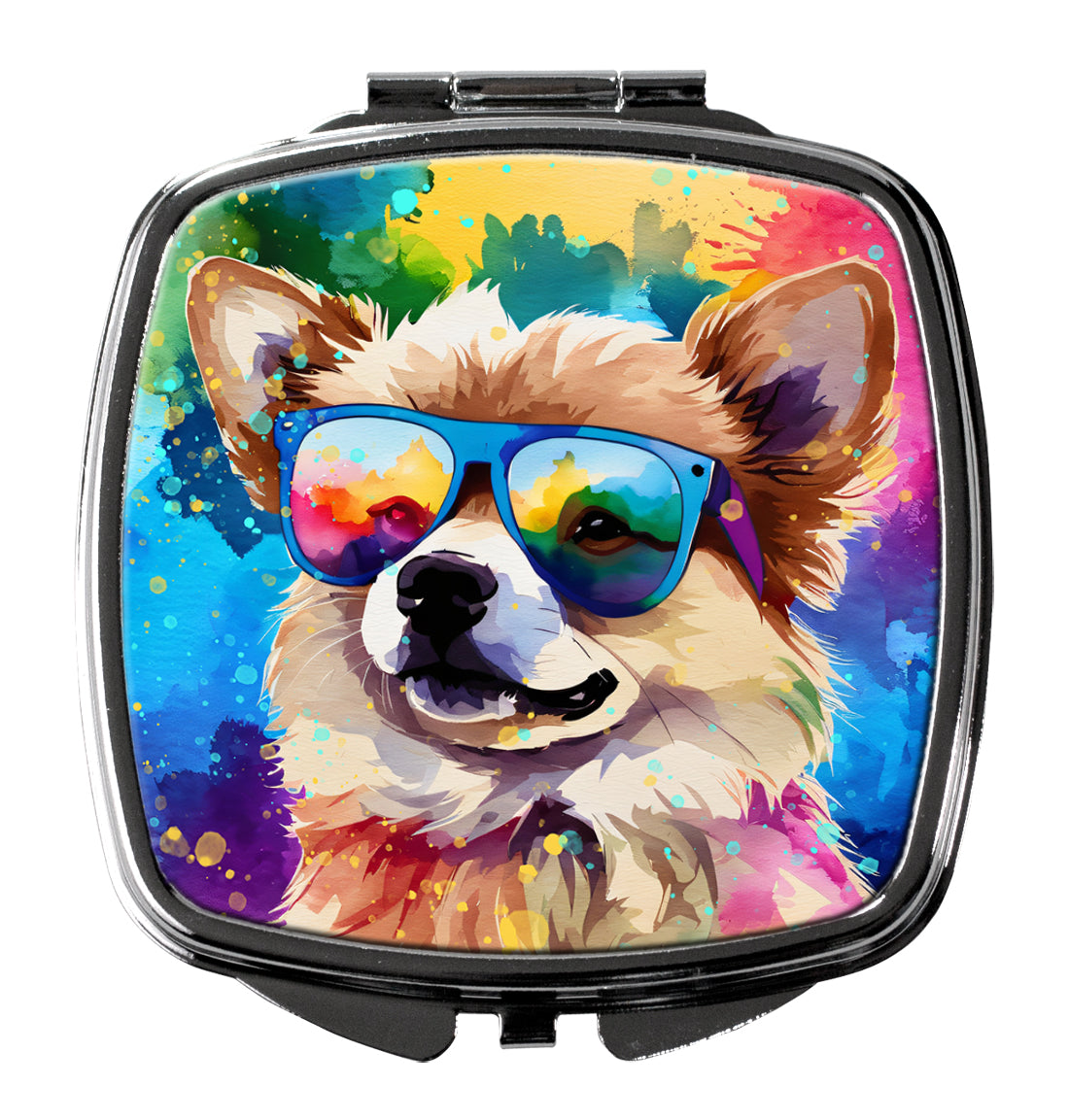 3 x 2.75 in. Pomeranian Hippie Dawg Compact Mirror