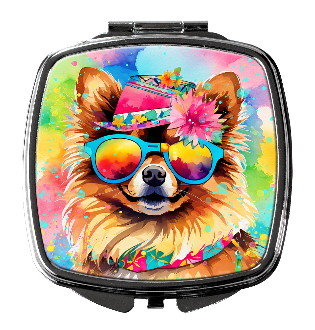 3 x 2.75 in. Pomeranian Hippie Dawg Compact Mirror