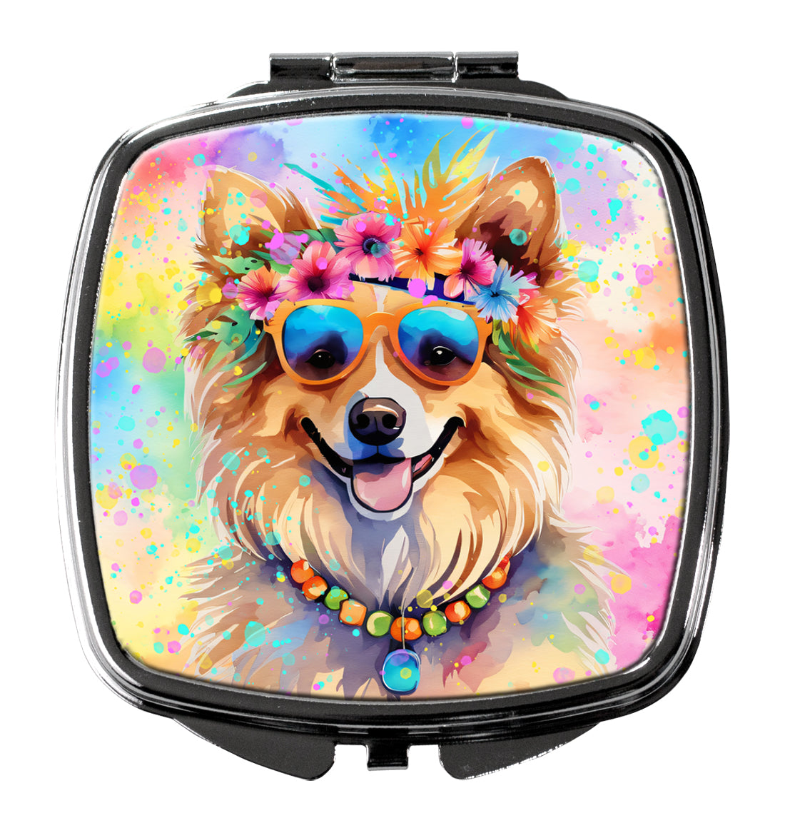 DAC2539SCM 3 x 2.75 in. Pomeranian Hippie Dawg Compact Mirror