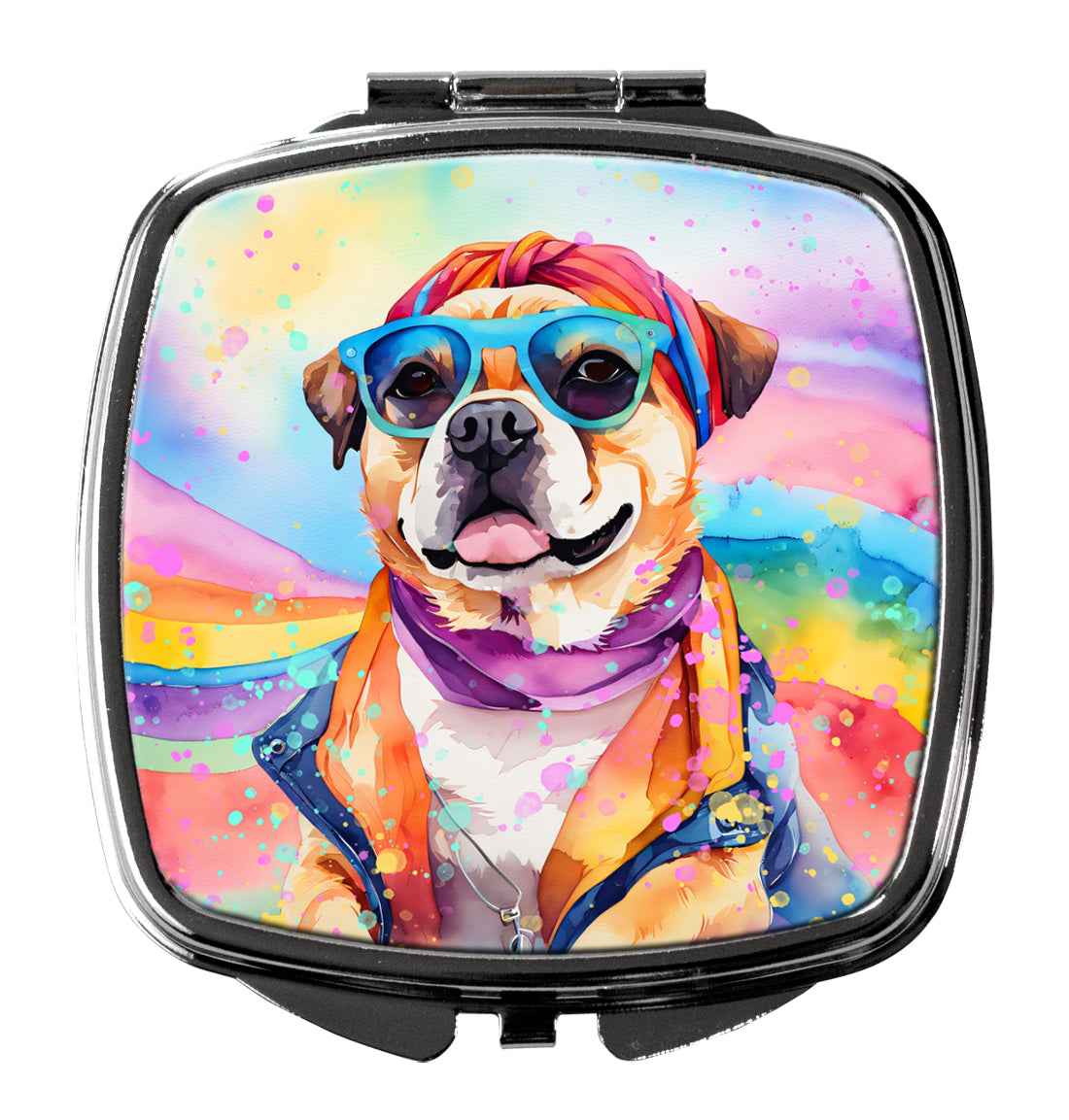 DAC2545SCM 3 x 2.75 in. Pug Hippie Dawg Compact Mirror