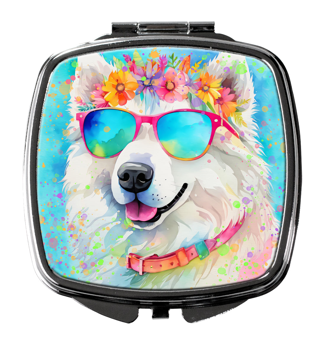 3 x 2.75 in. Samoyed Hippie Dawg Compact Mirror
