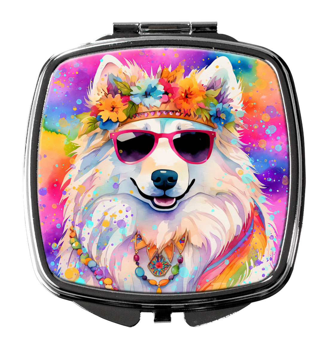 DAC2550SCM 3 x 2.75 in. Samoyed Hippie Dawg Compact Mirror