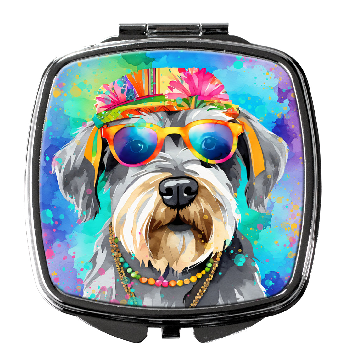 DAC2552SCM 3 x 2.75 in. Schnauzer Hippie Dawg Compact Mirror