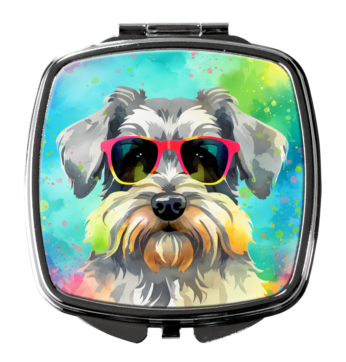 DAC2553SCM 3 x 2.75 in. Schnauzer Hippie Dawg Compact Mirror