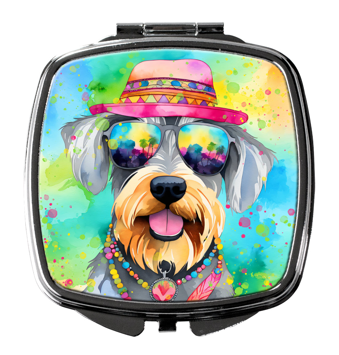 3 x 2.75 in. Schnauzer Hippie Dawg Compact Mirror