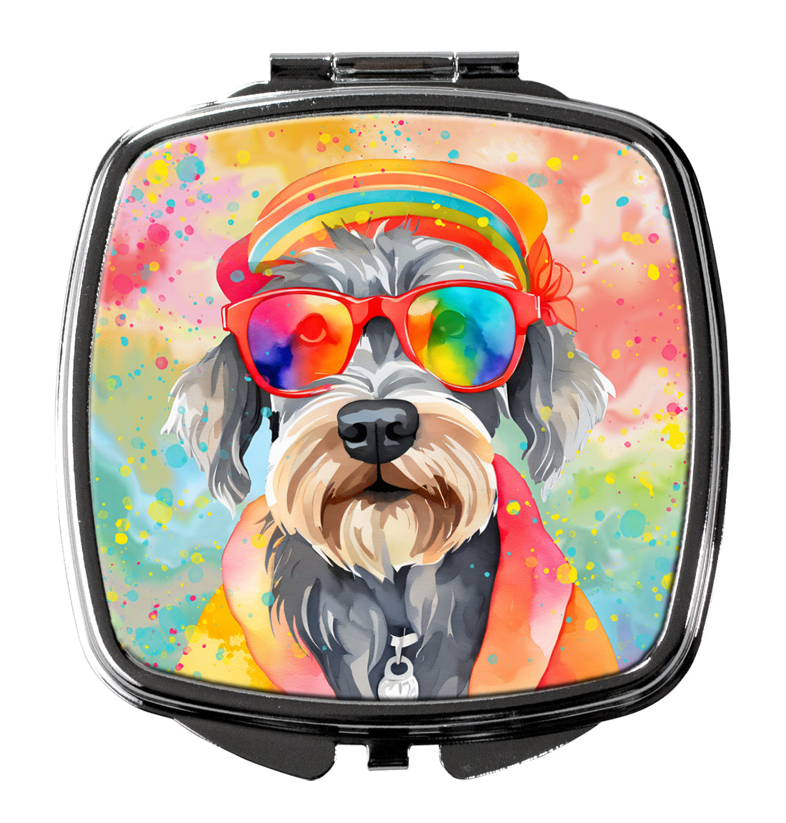 3 x 2.75 in. Schnauzer Hippie Dawg Compact Mirror