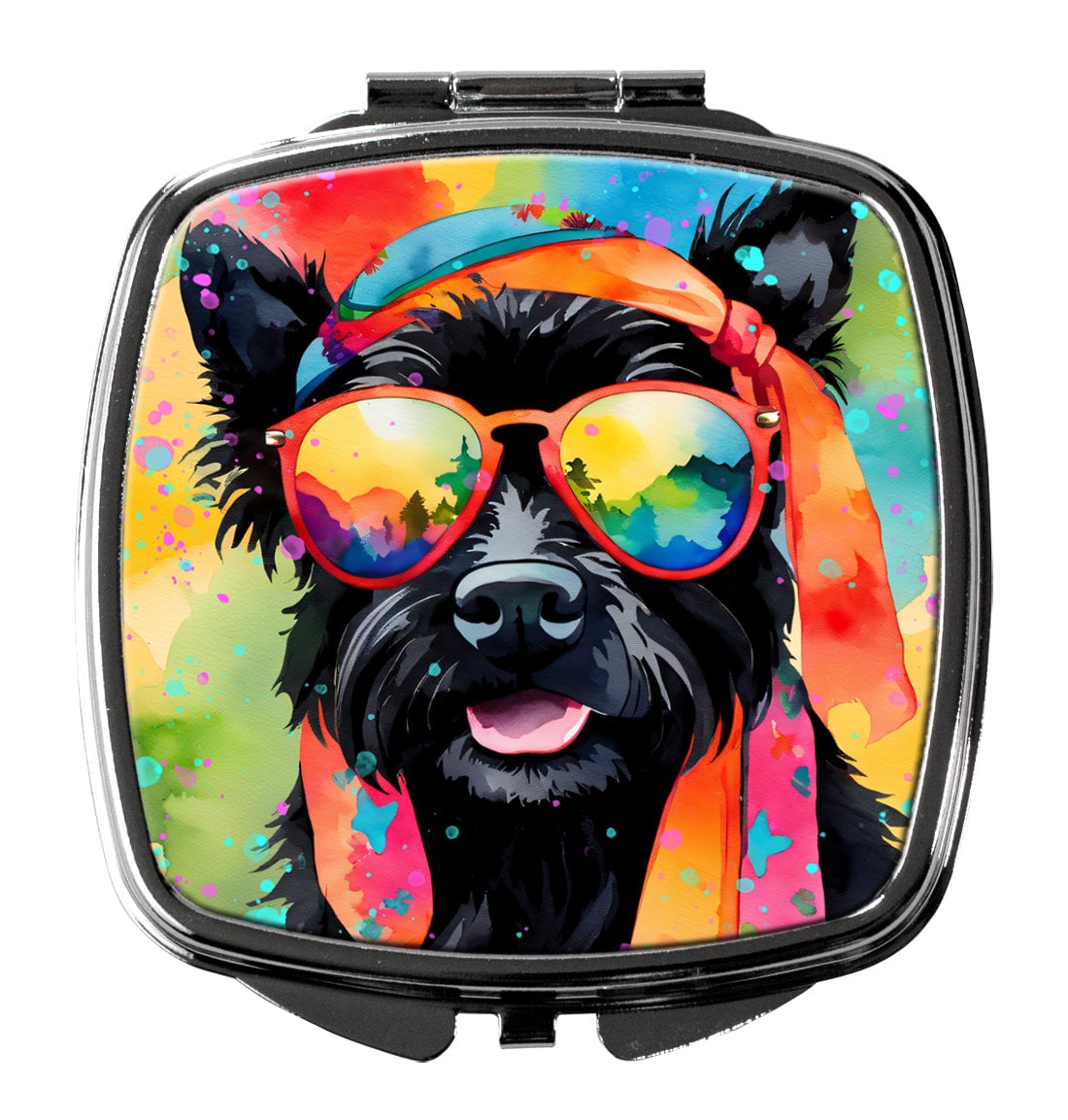 DAC2558SCM 3 x 2.75 in. Scottish Terrier Hippie Dawg Compact Mirror