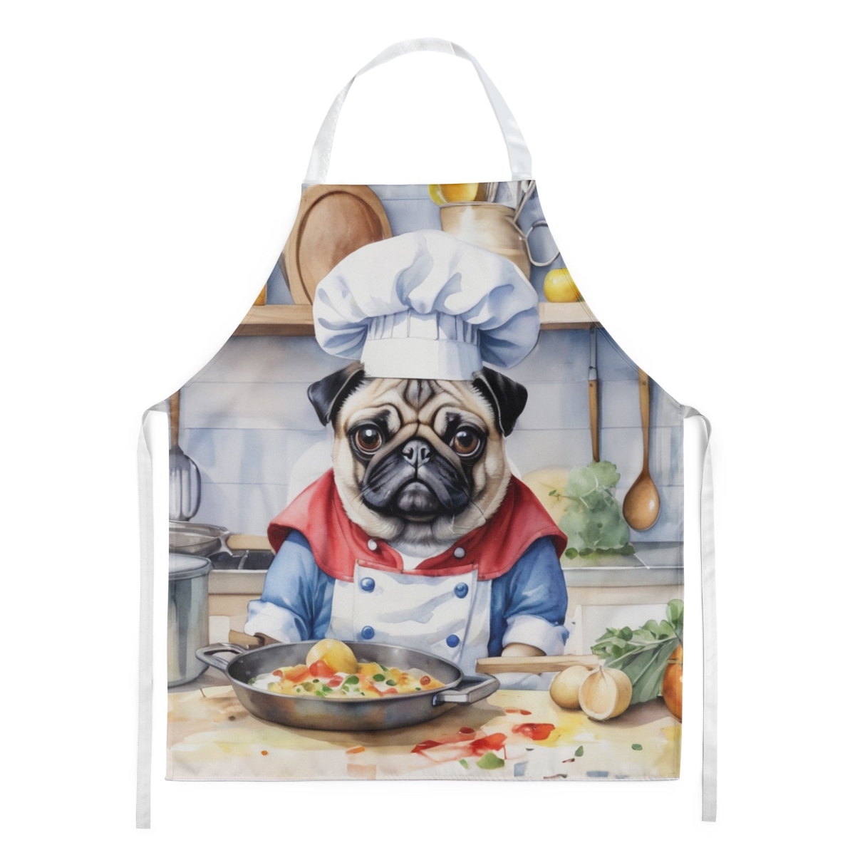 Picture of Carolines Treasures DAC6311APRON 30 x 27 in. Pug The Chef Apron