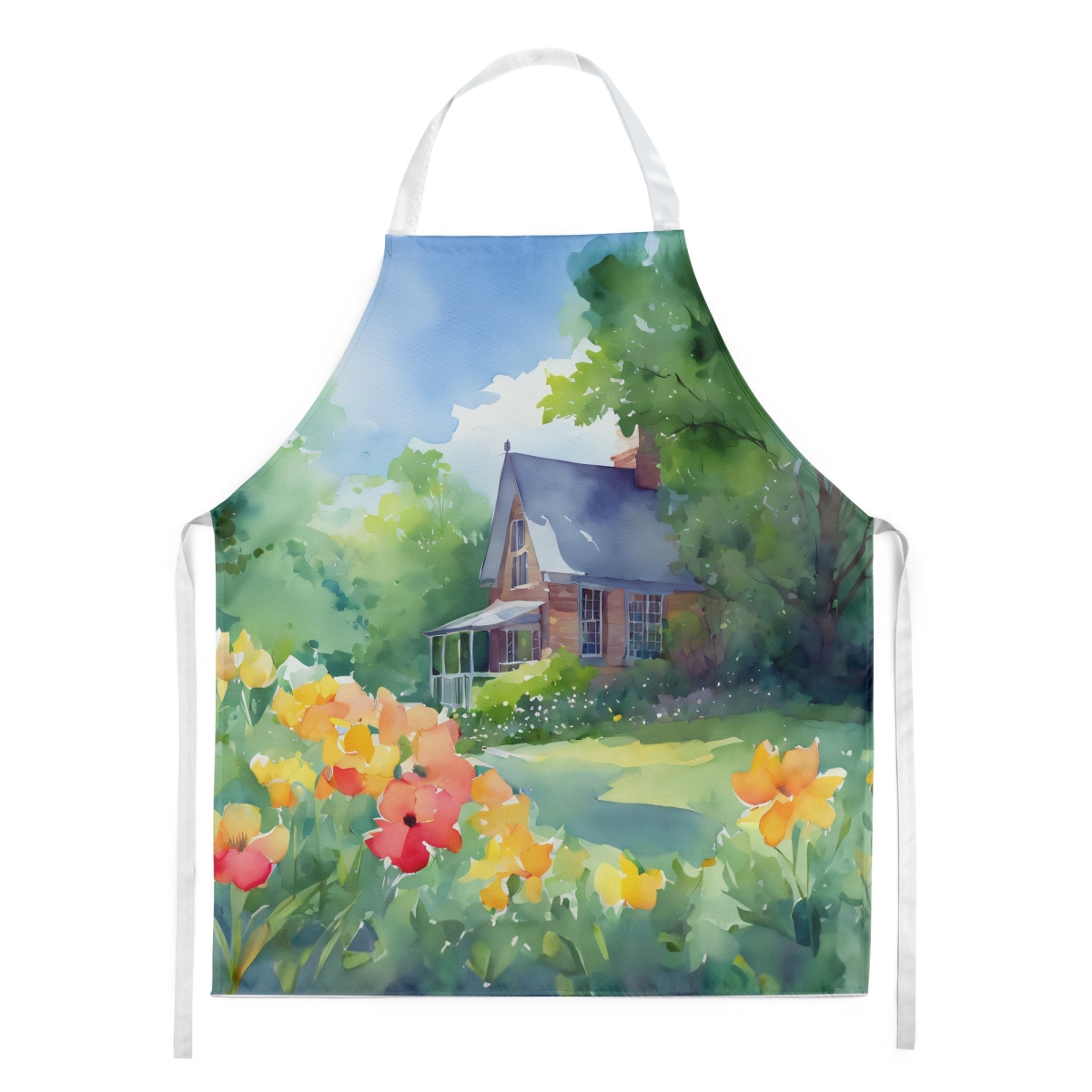 Picture of Carolines Treasures DAC1669APRON 30 x 27 in. Massachusetts Mayflowers in Watercolor Apron
