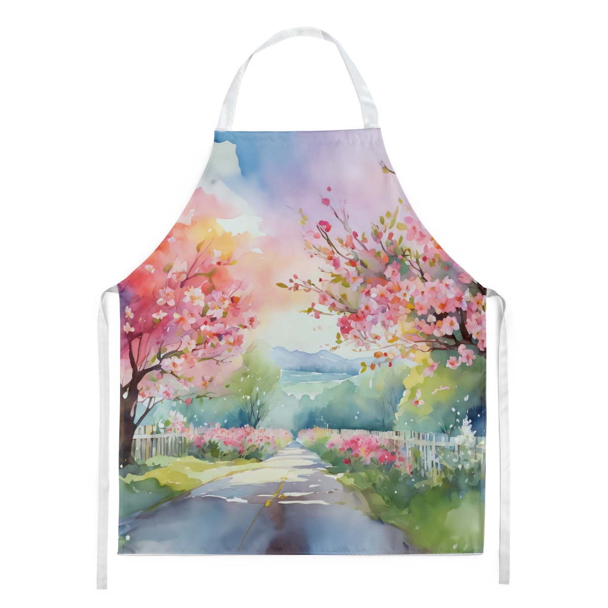 Picture of Carolines Treasures DAC1671APRON 30 x 27 in. Michigan Apple Blossoms in Watercolor Apron
