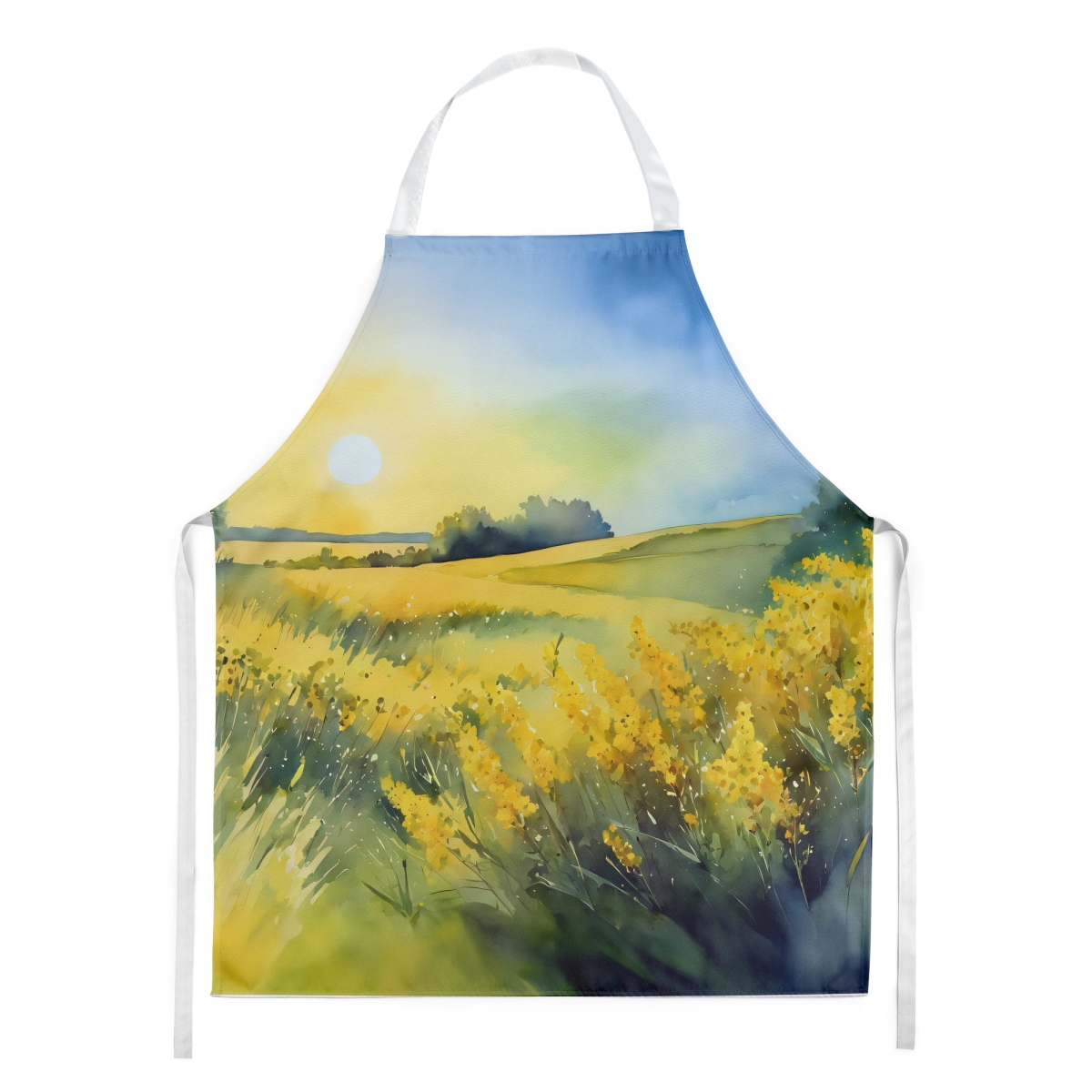 Picture of Carolines Treasures DAC1682APRON 30 x 27 in. Nebraska Goldenrod in Watercolor Apron