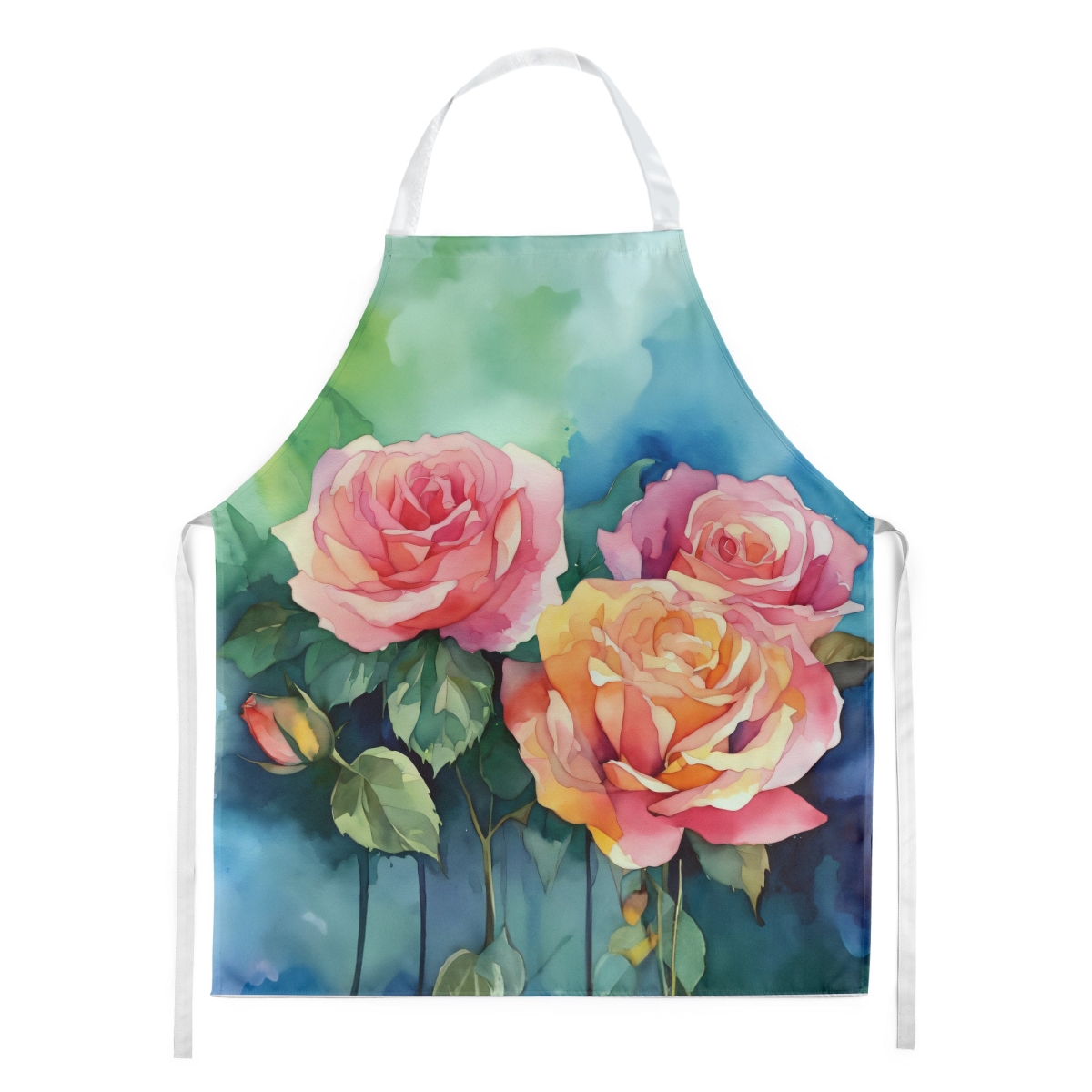 Picture of Carolines Treasures DAC1692APRON 30 x 27 in. York Roses in Watercolor Apron