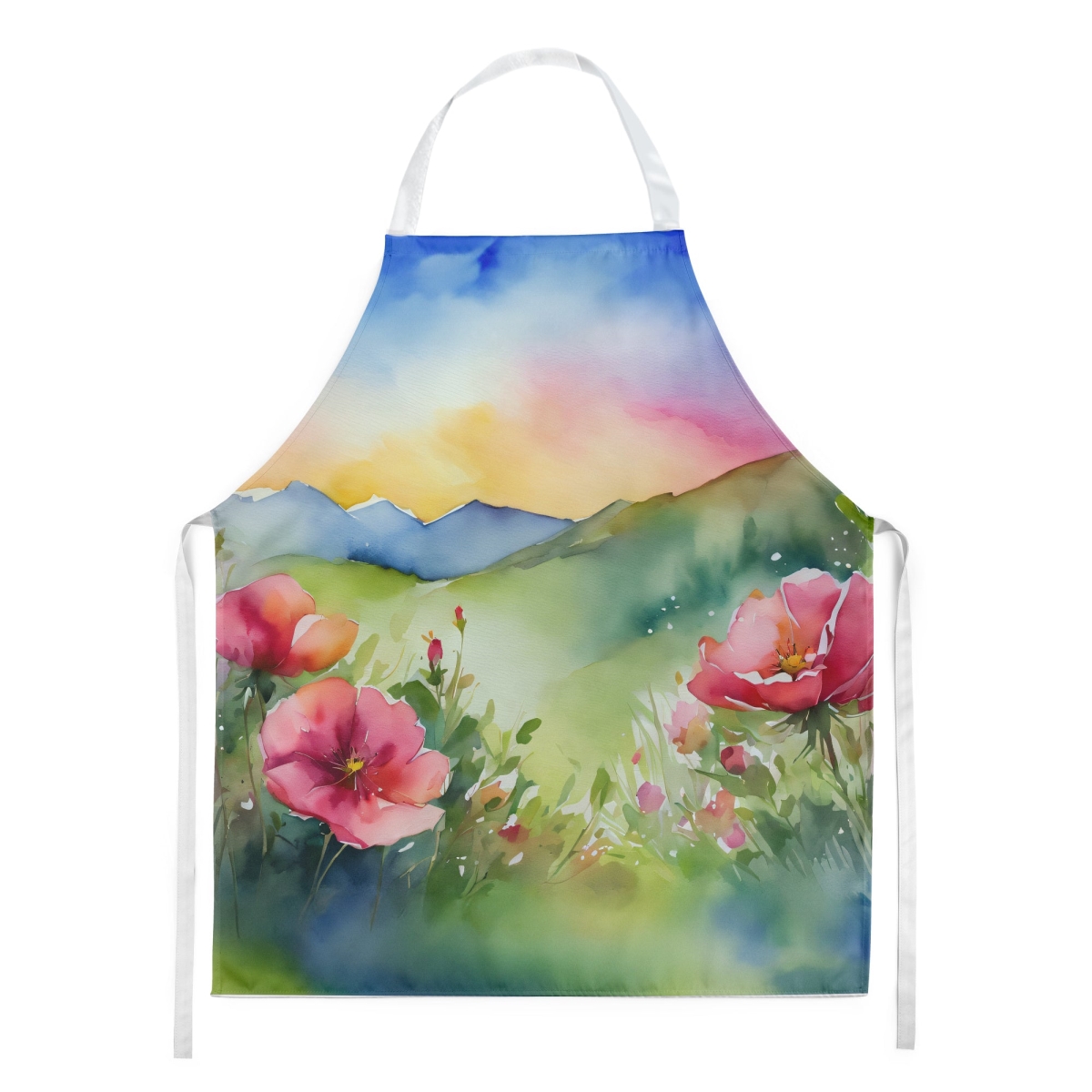 Picture of Carolines Treasures DAC1695APRON 30 x 27 in. North Dakota Wild Prairie Roses in Watercolor Apron