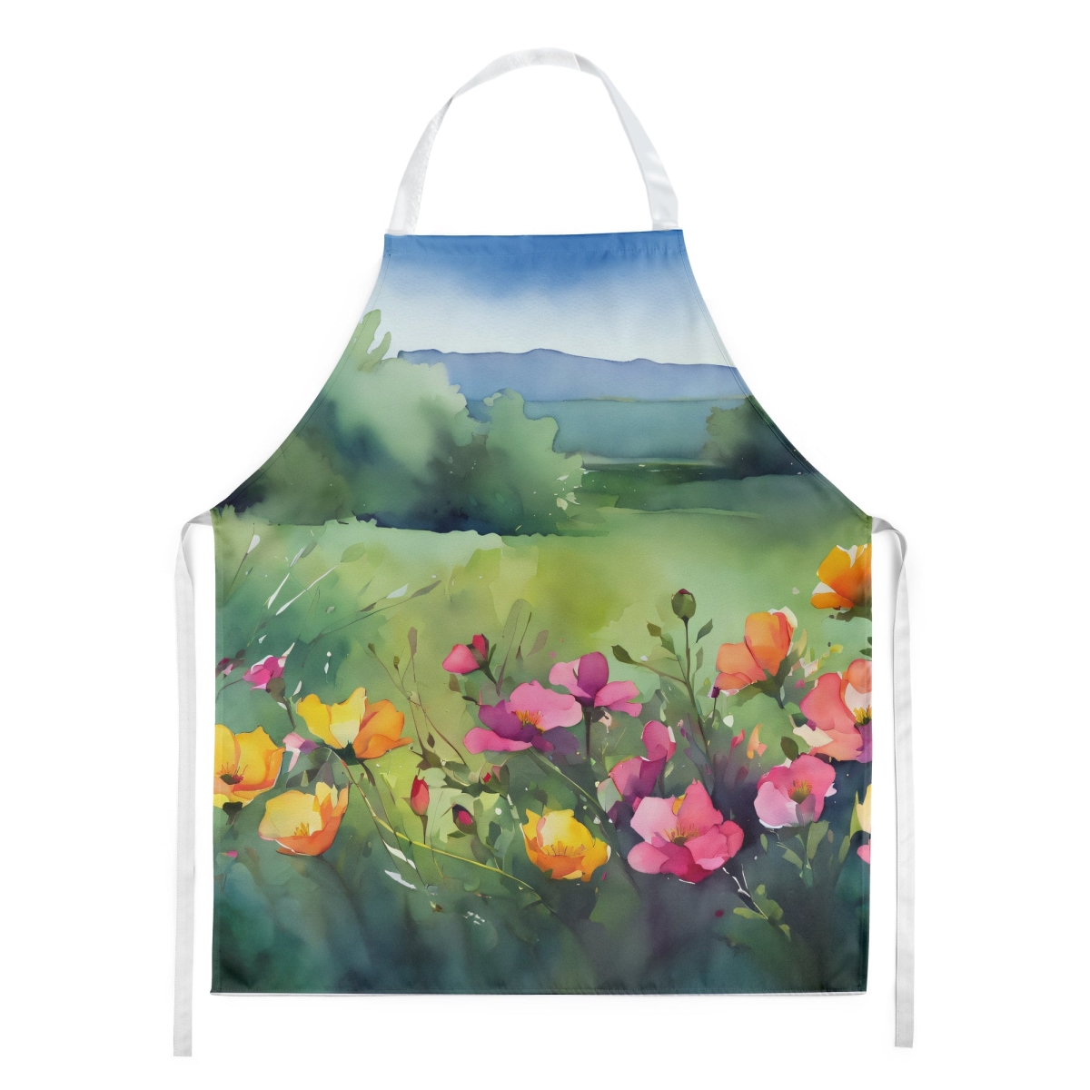 Picture of Carolines Treasures DAC1696APRON 30 x 27 in. North Dakota Wild Prairie Roses in Watercolor Apron