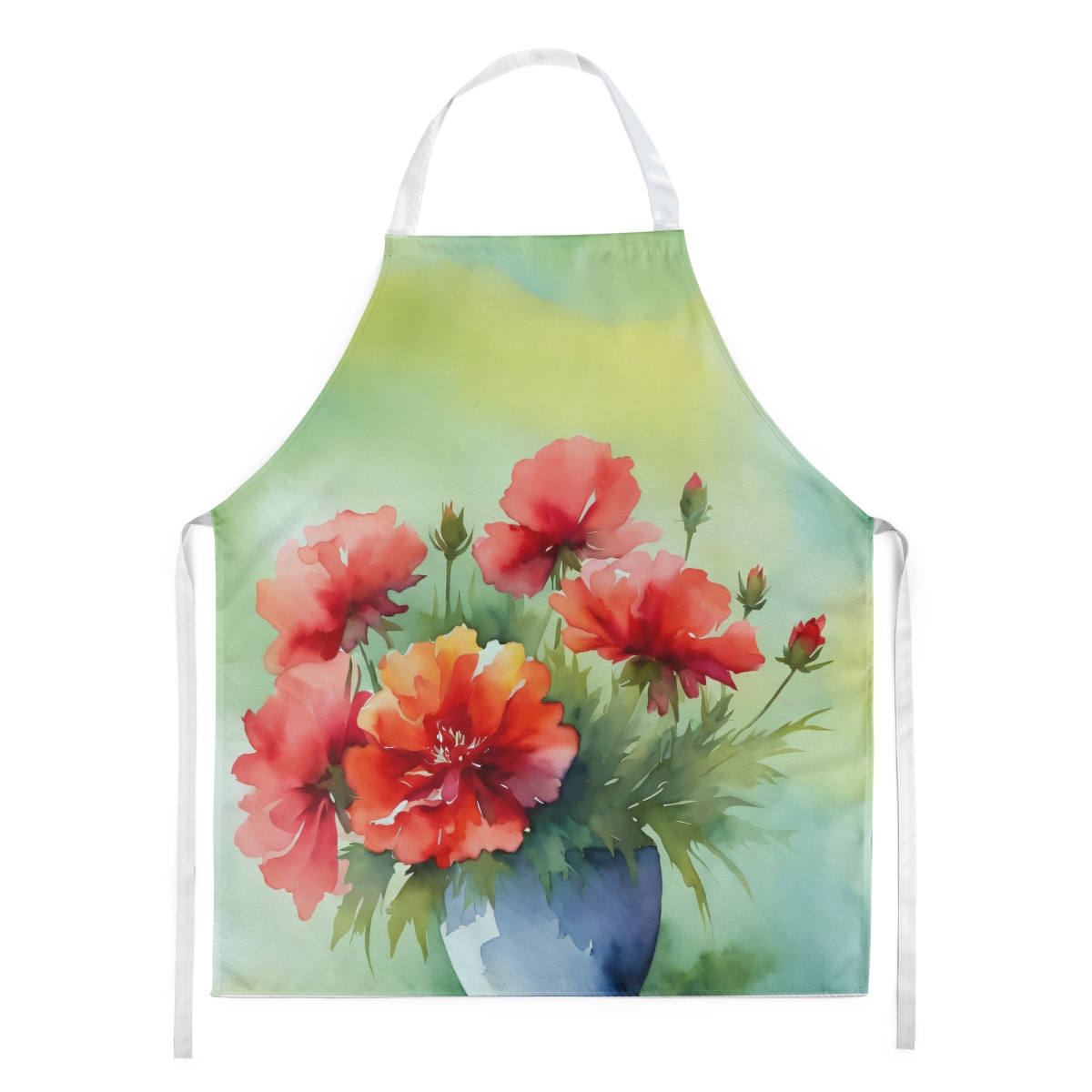 Picture of Carolines Treasures DAC1699APRON 30 x 27 in. Ohio Scarlet Carnations in Watercolor Apron