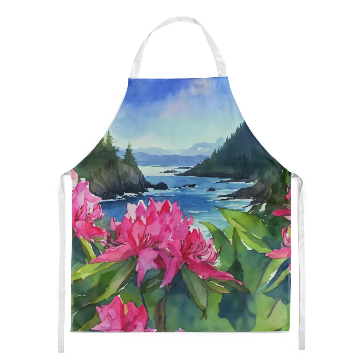 Picture of Carolines Treasures DAC1715APRON 30 x 27 in. Washington Coast Rhododendrons in Watercolor Apron