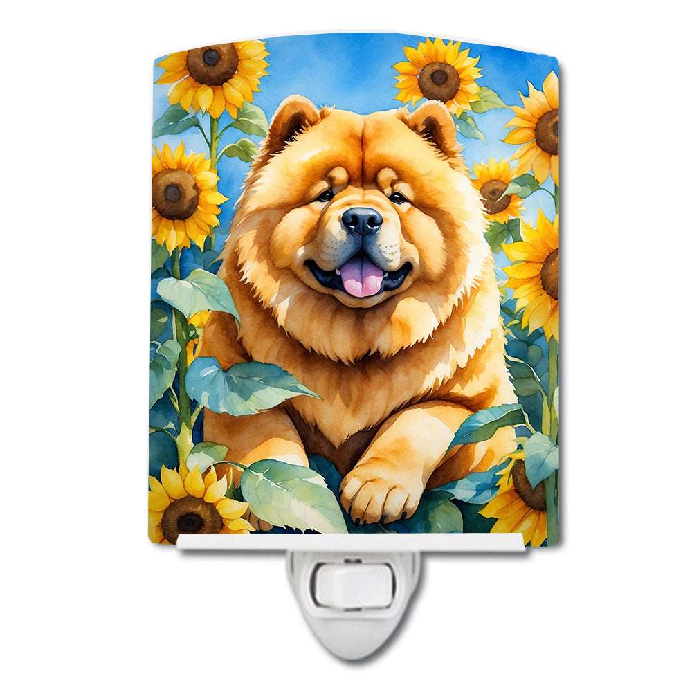 6 x 4 in. Chow Chow in Sunflowers Ceramic Night Light