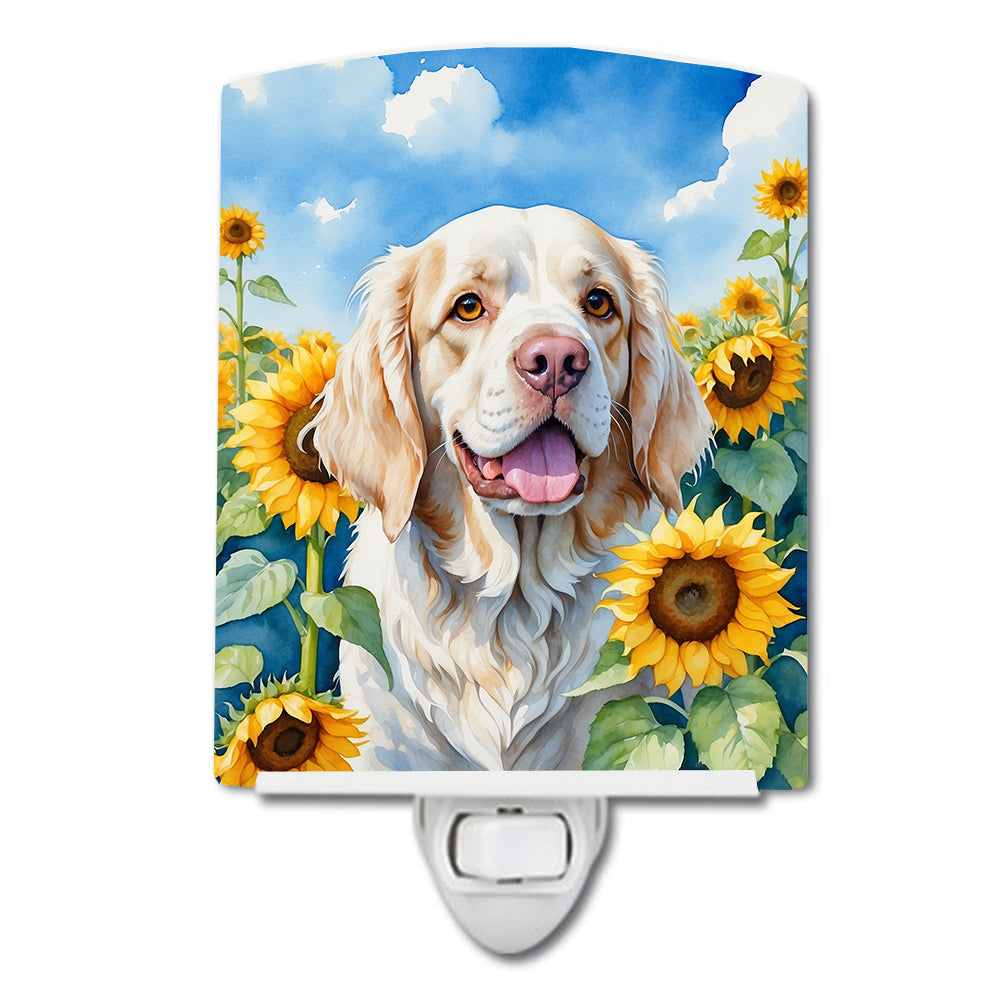 DAC6056CNL 6 x 4 in. Clumber Spaniel in Sunflowers Ceramic Night Light