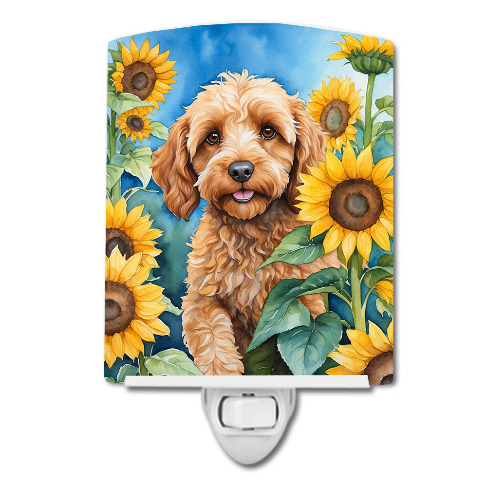 6 x 4 in. Cockapoo in Sunflowers Ceramic Night Light