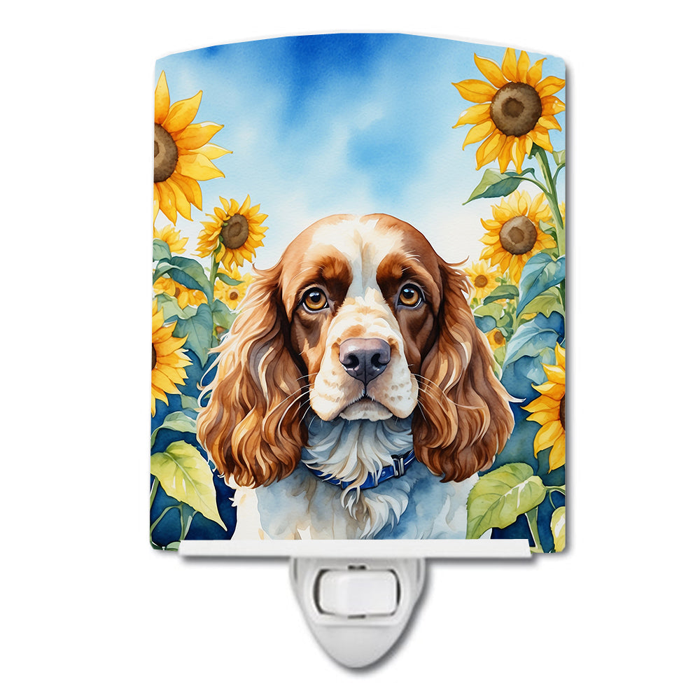 6 x 4 in. Cocker Spaniel in Sunflowers Ceramic Night Light